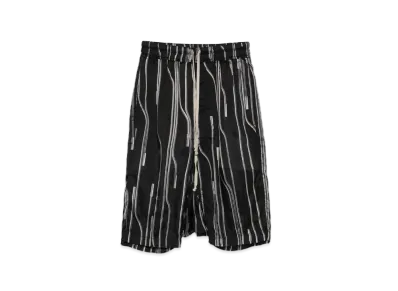 Rick Owens Rick's Pods Stripe-Pattern Drawstring Shorts "Black"