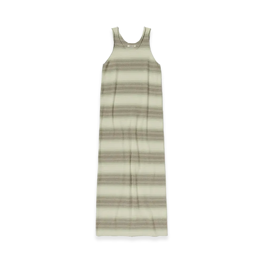 AURALEE Women's Cotton Silk Gradient Stripe Knit Dress "Lime Gray Stripe"