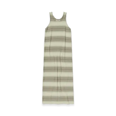 AURALEE Women's Cotton Silk Gradient Stripe Knit Dress "Lime Gray Stripe"