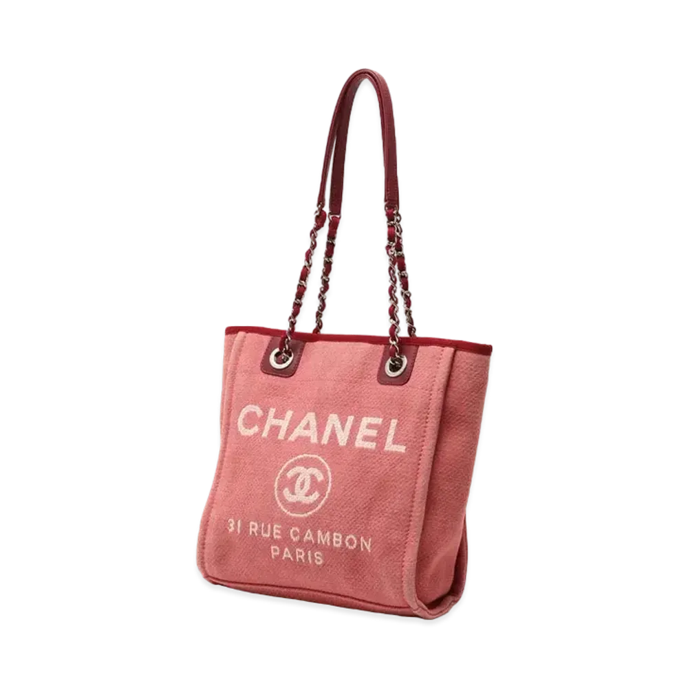 CHANEL Deauville Canvas Tote "Red"