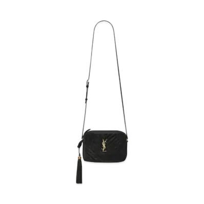 Saint Laurent Lou Camera Bag In Quilted Suede And Smooth Leather "Black"