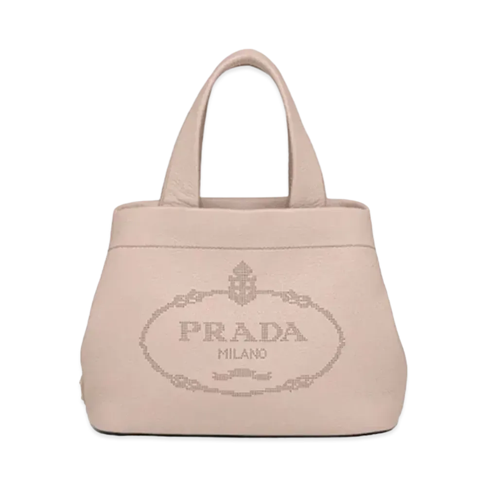 PRADA Small Leather Tote Bag "Water Lily"