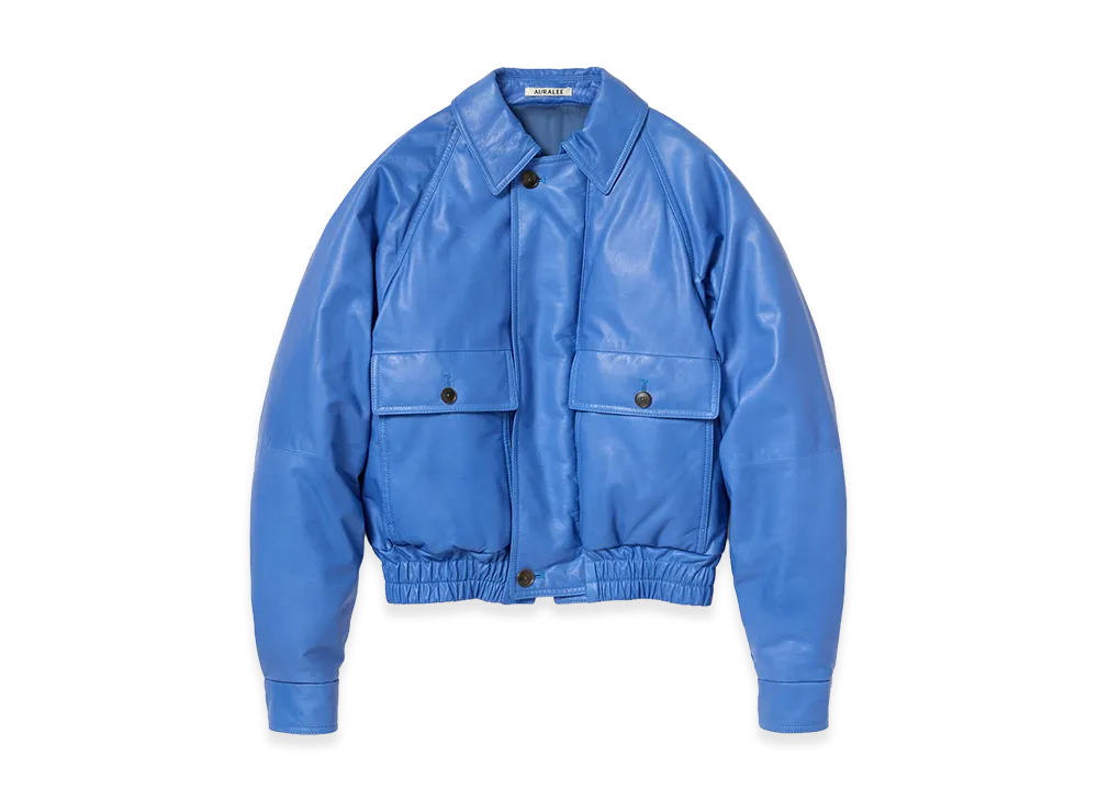 AURALEE Women's Fine Calf Leather Down Blouson "Royal Blue"