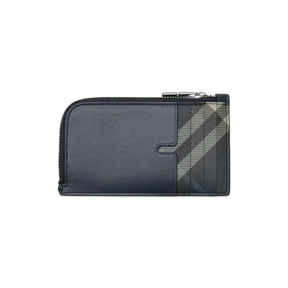 Burberry Pop Check Zip Card Case "Midnight Blue"