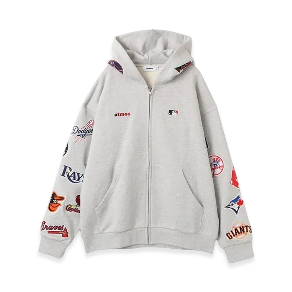 atmos x MLB All Teams Patch Zip-up Hooded Sweatshirt "Gray"