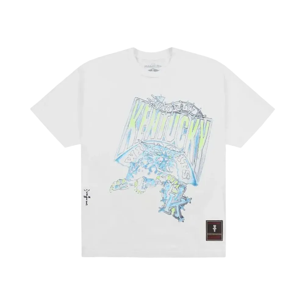 Travis Scott x M&N x University Of KentUCky Handdrawn Tee "White"