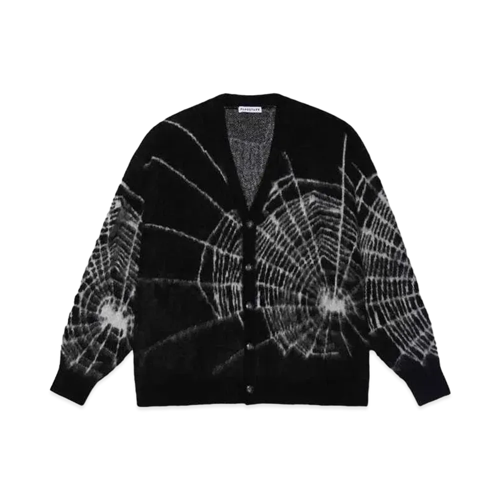 F-LAGSTUF-F SPIDER WEB MOHAIR CARDIGAN "BLACK"