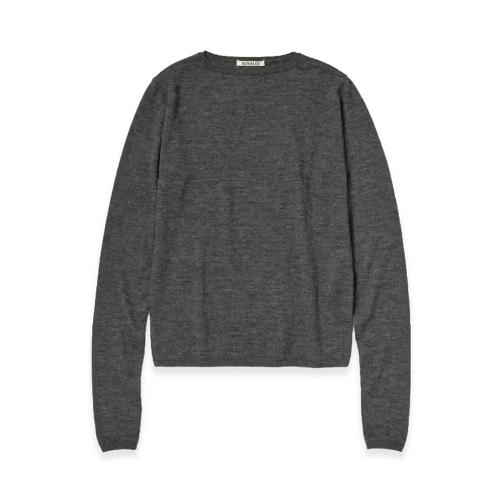 AURALEE Women's High Gauge Soft Cashmere Knit P/O "Charcoal"