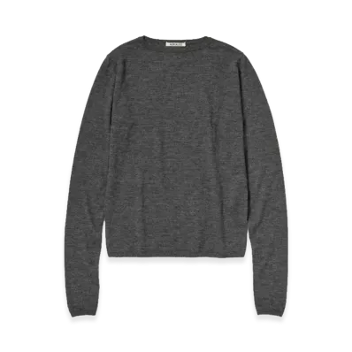 AURALEE Women's High Gauge Soft Cashmere Knit P/O "Charcoal"