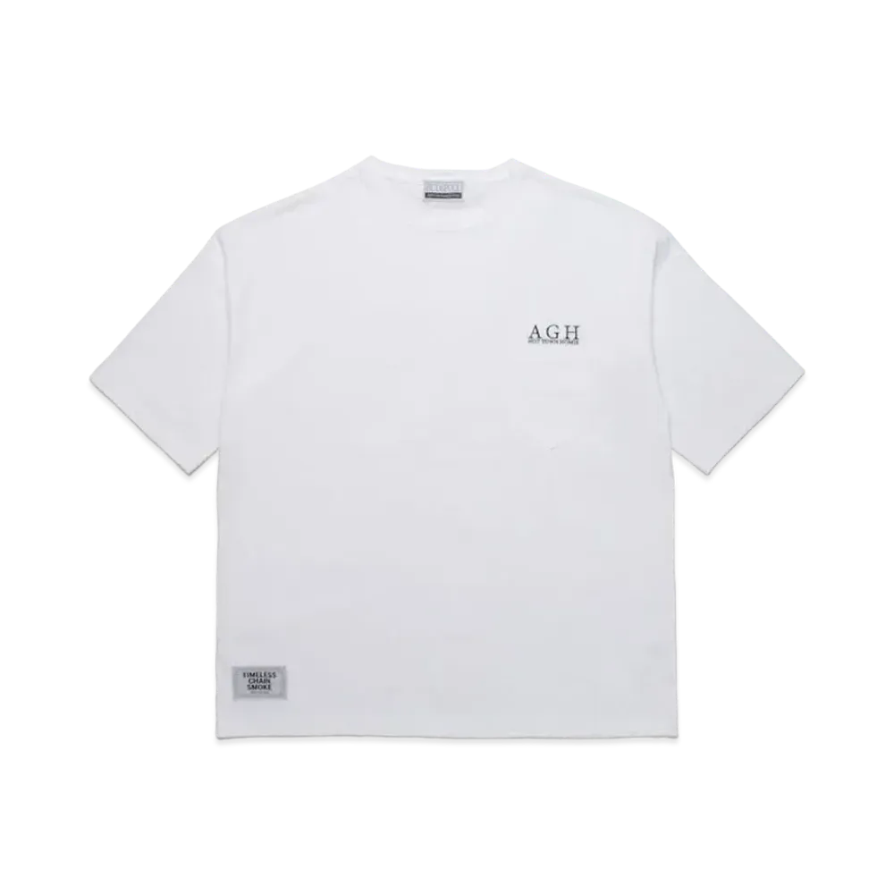 APHRODITEGANG A.G.H. ONEPOINT EMBROIDERY / S/S POCKET TEE "White"
