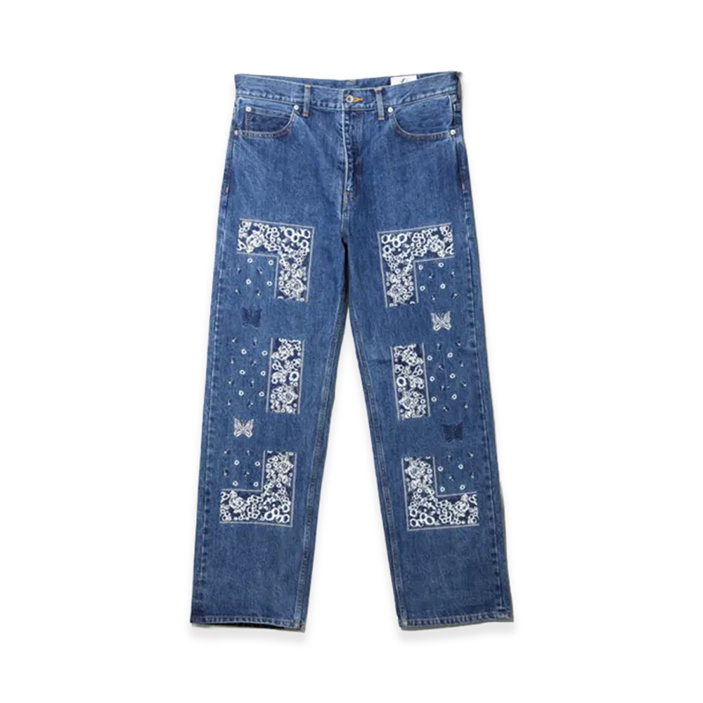 NEEDLES x NOMARHYTHM TEXTILE Bandana EMB. Denim Pant "Navy"