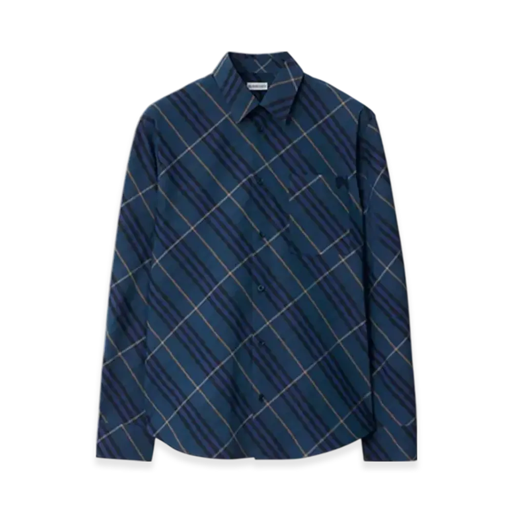 Burberry Relax Fit Check Cotton Shirt "Midnight"