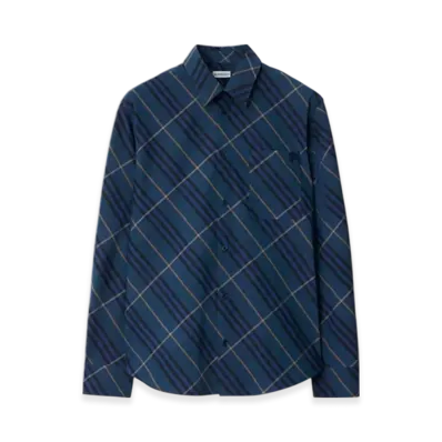 Burberry Relax Fit Check Cotton Shirt "Midnight"