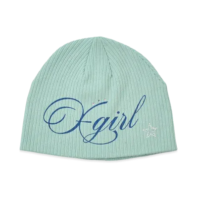 X-Girl Women's Spray Logo And Studded Beanie "Light Blue"