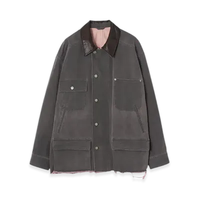 YOKE Pigment Coating Chino Cloth Cotton Cut-Off Coverall Jacket "Dusty Pink"