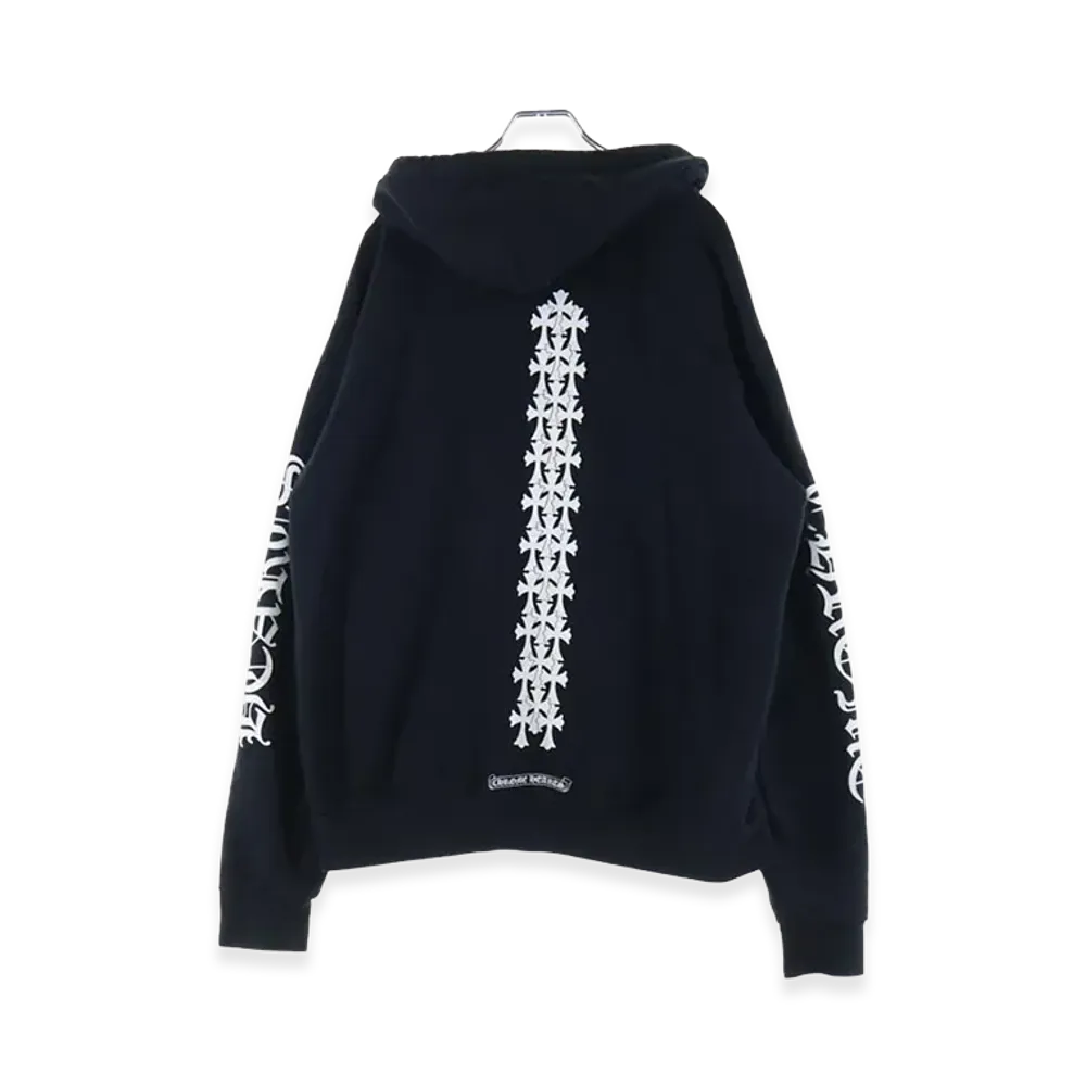 Chrome Hearts Tire Track Back Print Cemetery Cross Pullover Hoodie "Black"