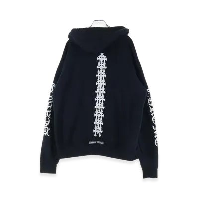 Chrome Hearts Tire Track Back Print Cemetery Cross Pullover Hoodie "Black"