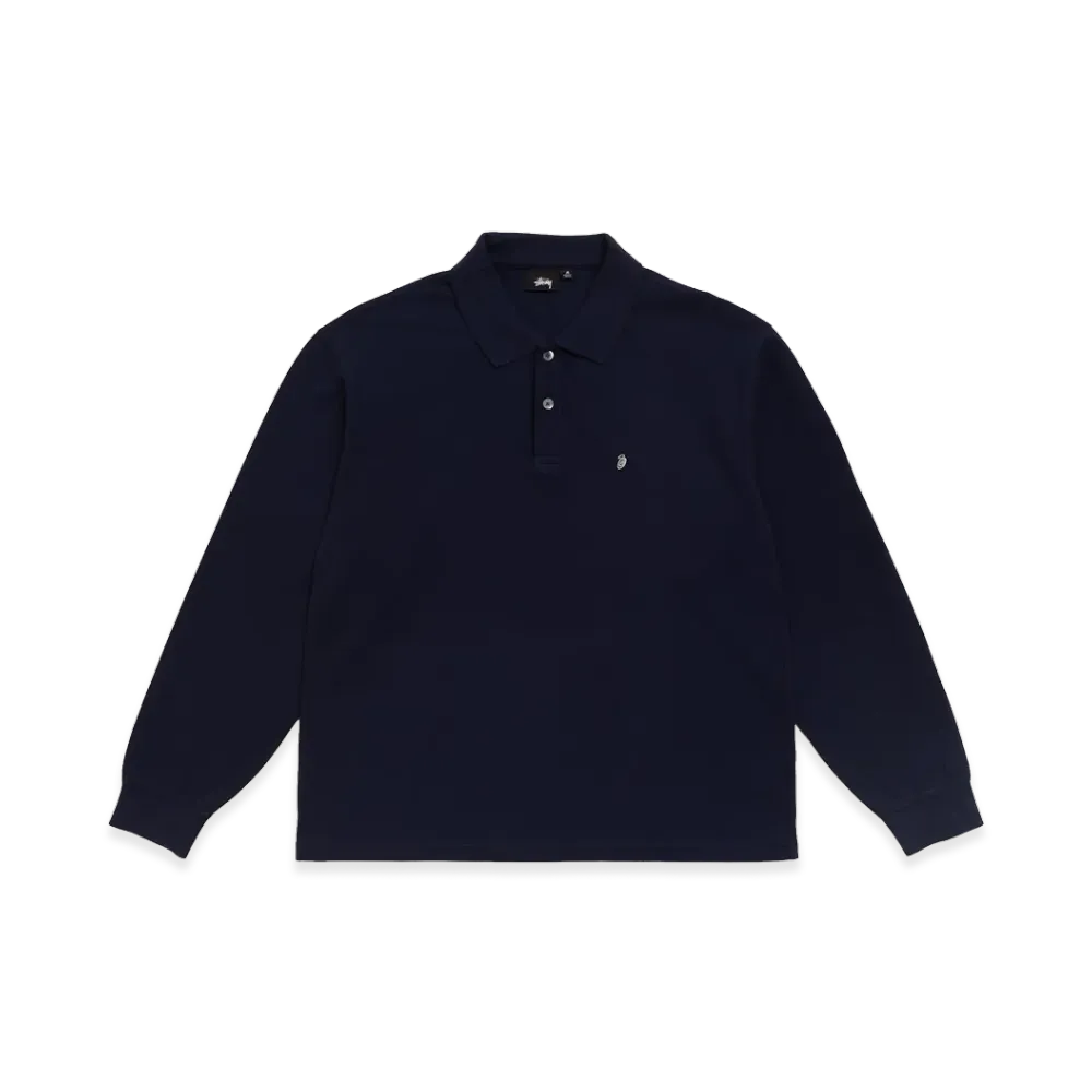 Stussy Classic Pique LS Polo "Navy"