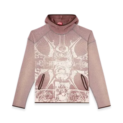 Diesel S-Waf-Hood-New Faded Waffle Hoodie With Graphic Print "Violet"