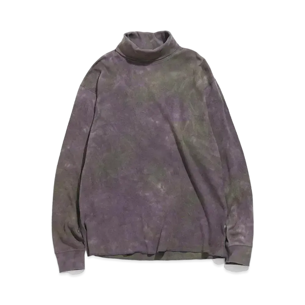Needles L/S TURTLE NECK TEE - COTTON THERMAL / UNEVEN DYE "Egg Plant"