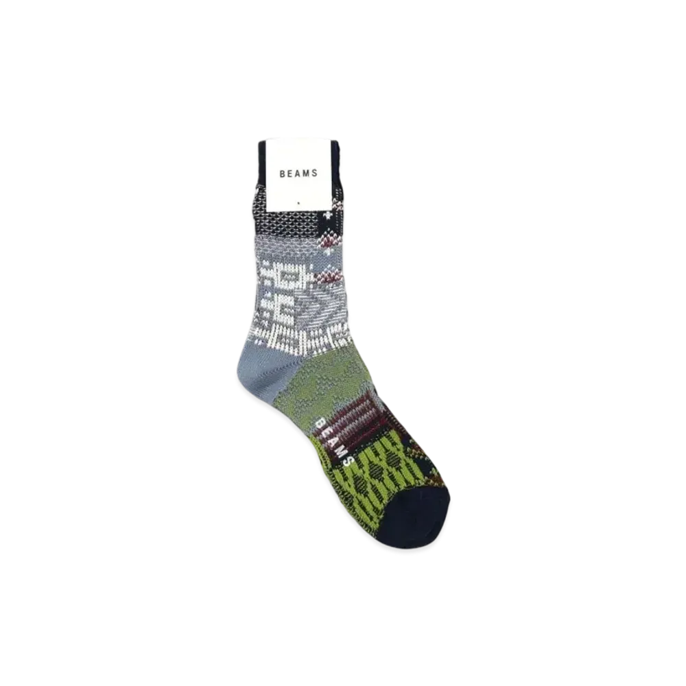 BEAMS Multi-Jacquard Socks "Navy"