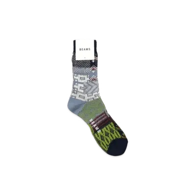 BEAMS Multi-Jacquard Socks "Navy"