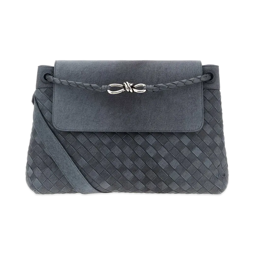 Bottega Veneta Air Force Suede Andiamo Messenger Bag "Light Blue"