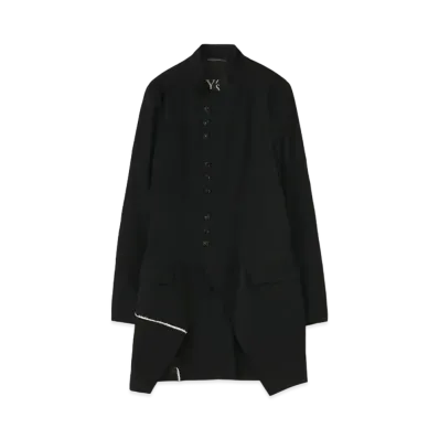 Yohji Yamamoto Y's WOOL GABARDINE U-STAND COLLAR LONG JACKET "Black"