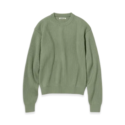 AURALEE Super Fine Wool Soft Rib Knit P/O "Dusty Green"