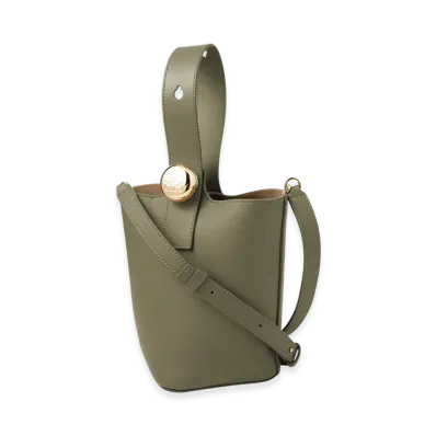 LOEWE Pebble Bucket Bag Mini "Olive"