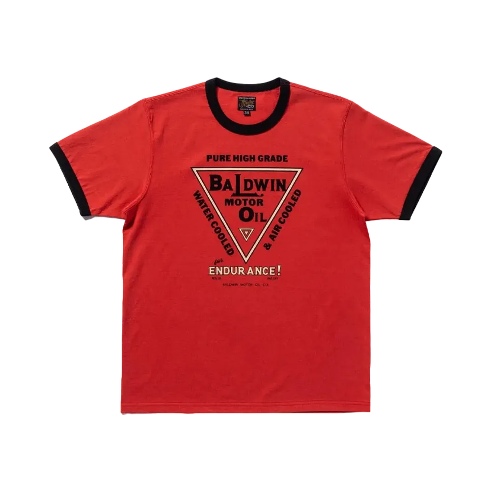 THE REAL McCOY'S Joe Mccoy Tee / Baldwin Motor Oil "ScarletxBlack"