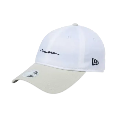 NEW ERA Golf Women's 9Twenty Long Visor Stretch Cotton Washable Handwritten Logo "White/Chrome White"