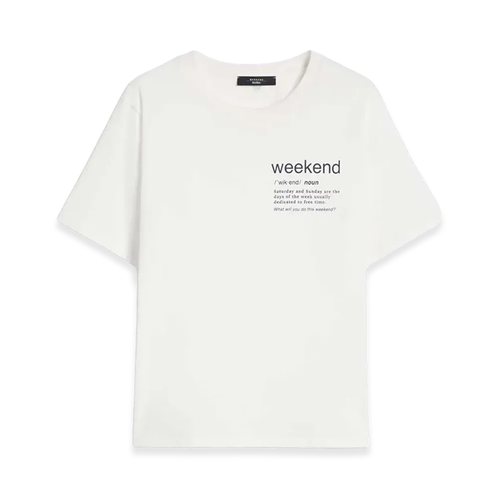 Weekend Max Mara Women's T-Shirt Bianca In Cotone A Maniche Corte Con Stampa Grafica Logo "Bianco"