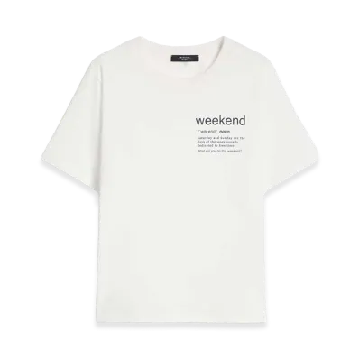 Weekend Max Mara Women's T-Shirt Bianca In Cotone A Maniche Corte Con Stampa Grafica Logo "Bianco"