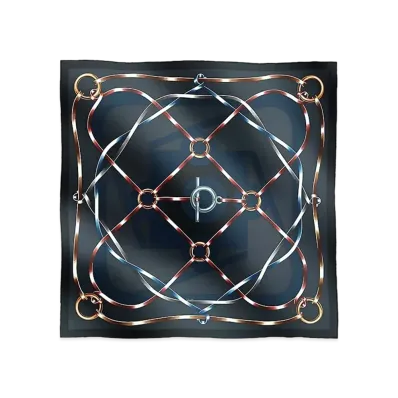 Hermes Carre 90 Figure Artistic "Noir/Blue Nuit/Brown"