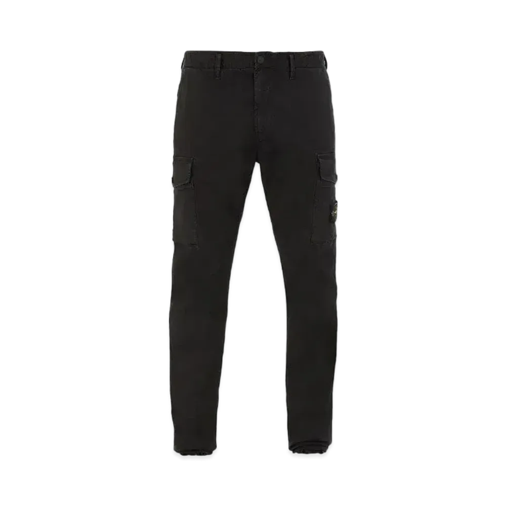 Stone Island 318L1 STRETCH BROKEN TWILL COTTON_'OLD' EFFECT_SLIM FIT "Black"