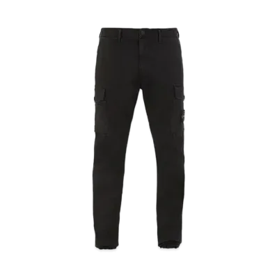 Stone Island 318L1 STRETCH BROKEN TWILL COTTON_'OLD' EFFECT_SLIM FIT "Black"