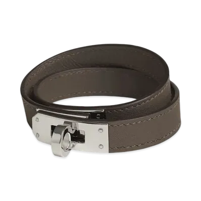 Hermes Kelly Double Tour Bracelet "Gris Etain/Palladium"
