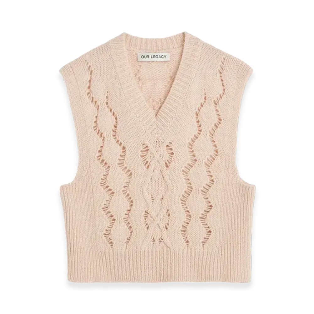 OUR LEGACY Women's Cable Michigan Tank "Delicate Pink Fisherman Wool"