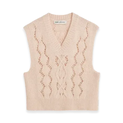 OUR LEGACY Women's Cable Michigan Tank "Delicate Pink Fisherman Wool"