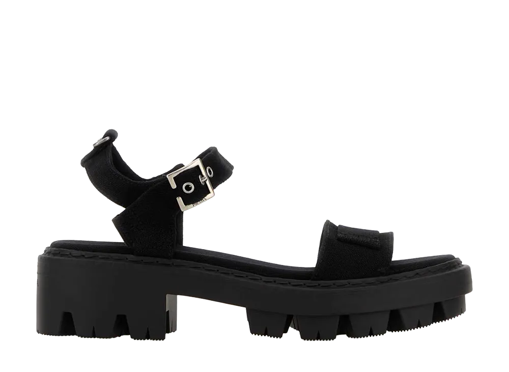 PRADA Women's Canvas Sandals "Black"