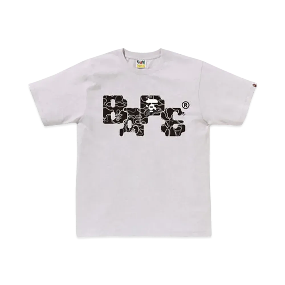 A BATHING APE Neon Camo 8Bit Bape Logo Tee "Gray"