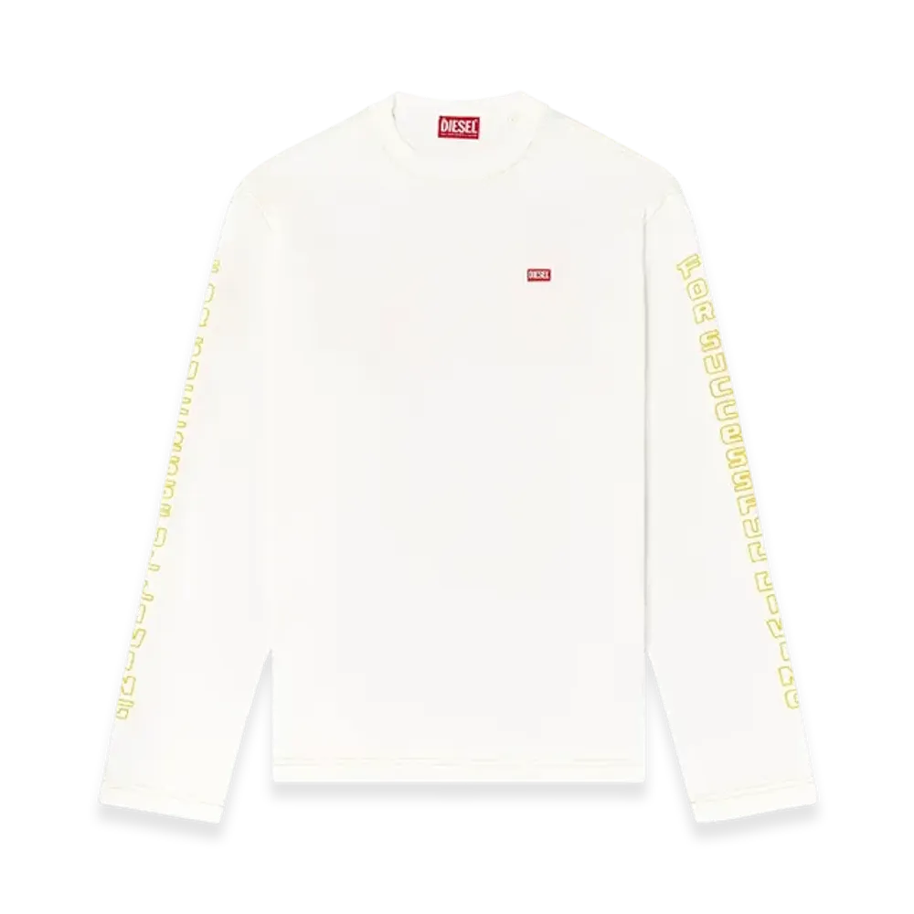 Diesel T-Crane-LS-R1 Long-Sleeve T-Shirt With Apple Core Print "White"