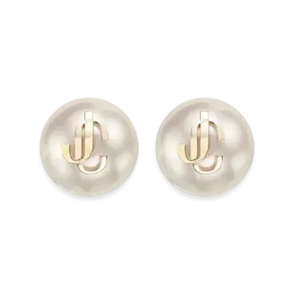 Jimmy Choo JC Pearl Studs Metal JC Pearl Stud Earrings "Gold/White"