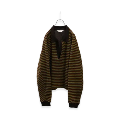 ANCELLM Wool Border Skipper Shirt "Multi"