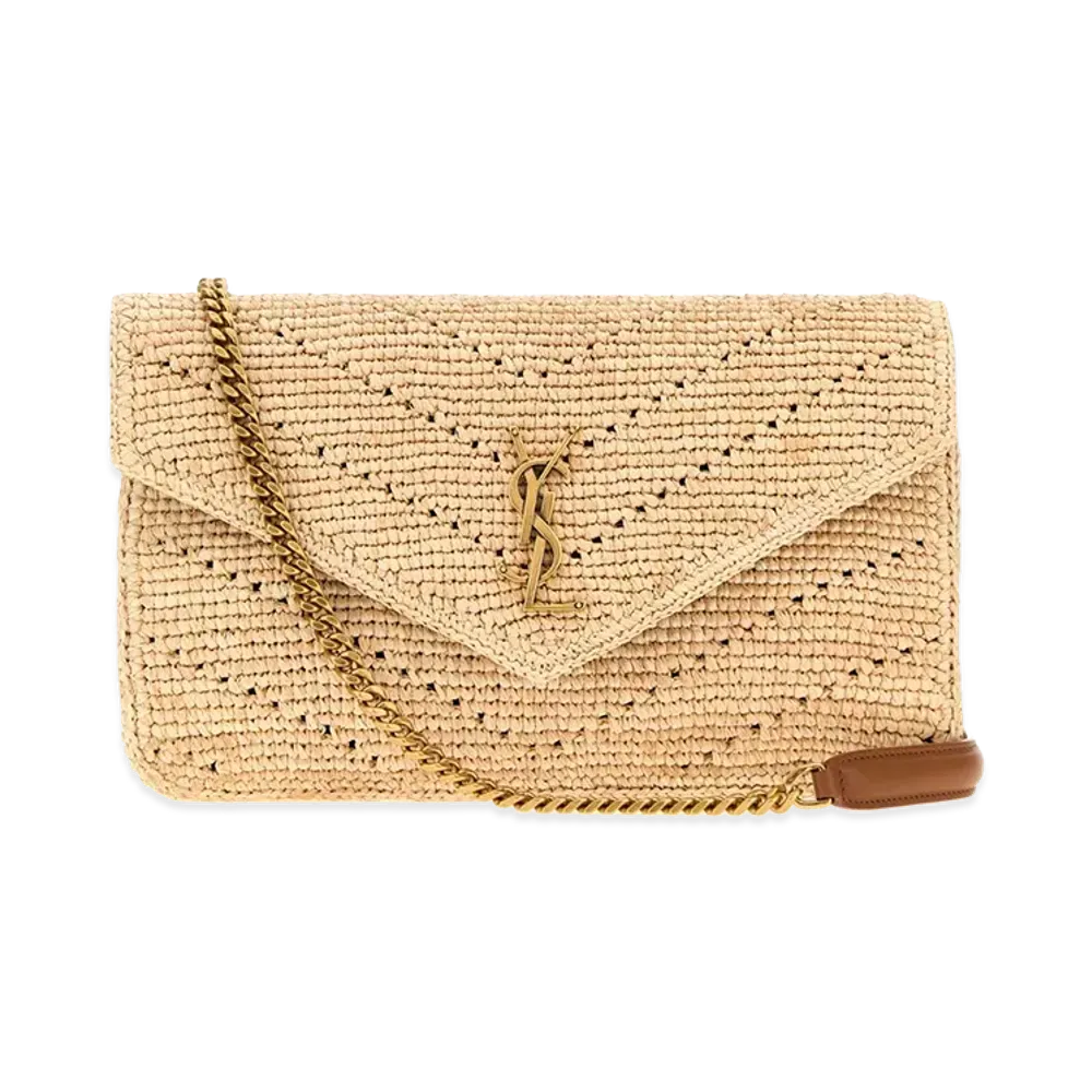 Saint Laurent Women's Raffia Loulou Shoulder Bag "Beige/Tan"