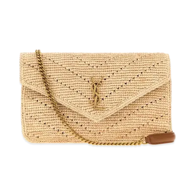 Saint Laurent Women's Raffia Loulou Shoulder Bag "Beige/Tan"