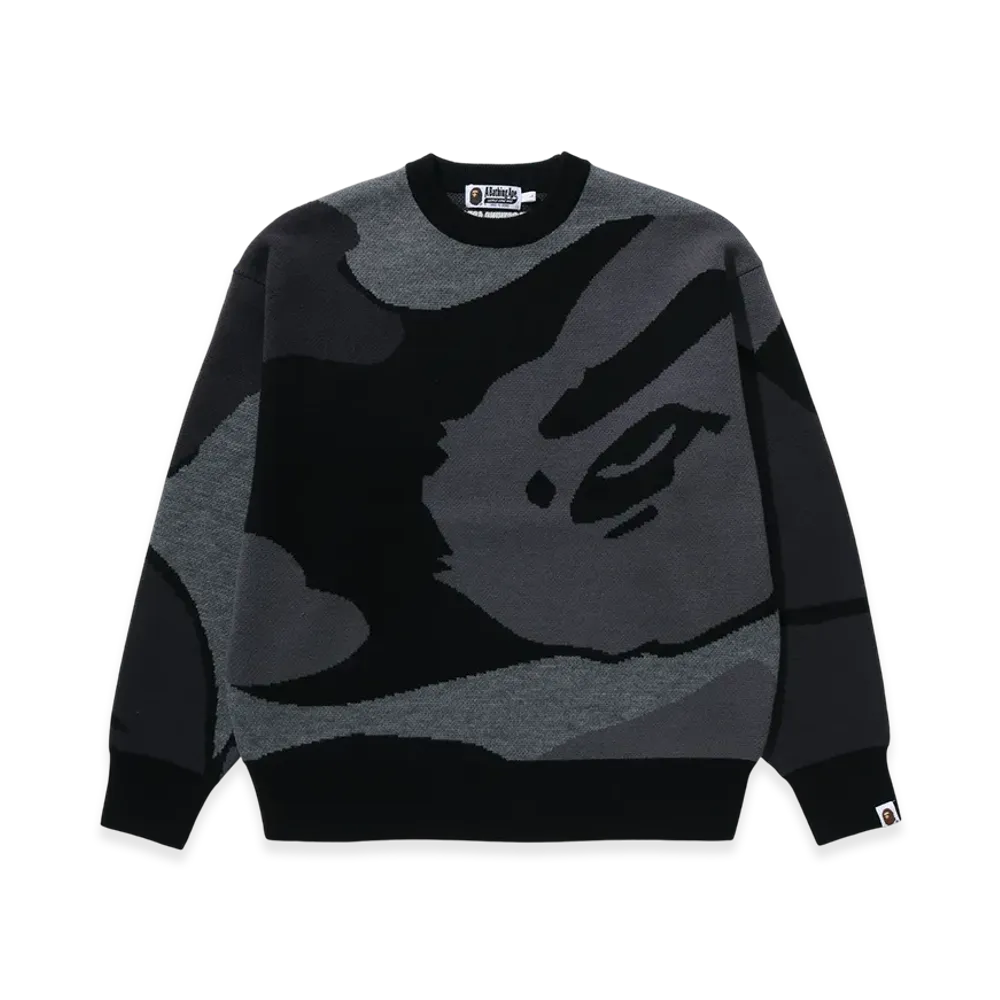 A BATHING APE Knit Crewneck Sweatshirt "Black"