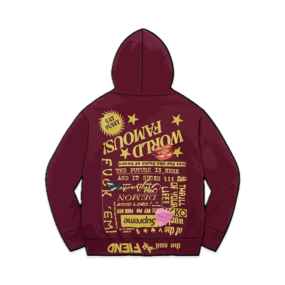 Supreme Fiend Hooded Sweatshirt "Burgundy"