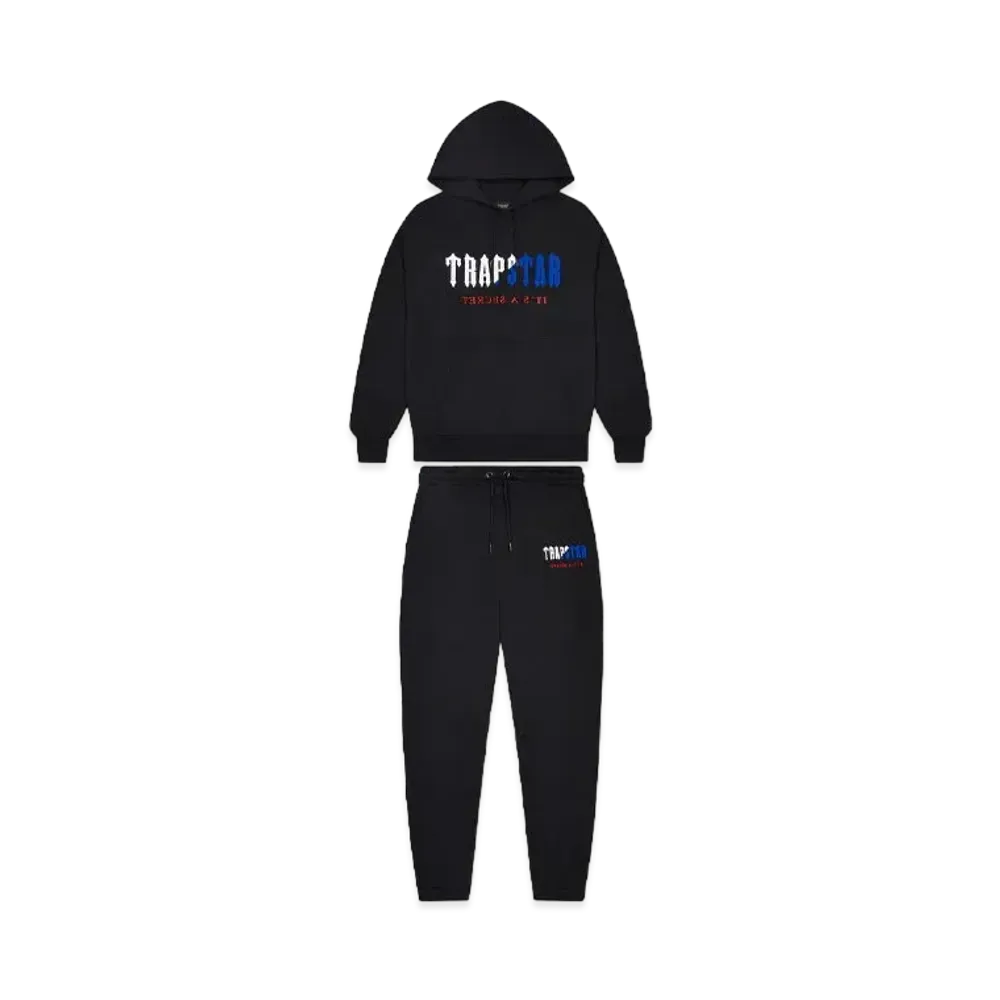 TRAPSTAR Decoded Chenille Hooded Tracksuit "Black/Blue/Red"